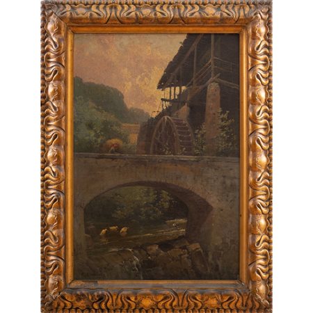 ROCCO LENTINI, Paesaggio, Olio su tela applicata su tavola