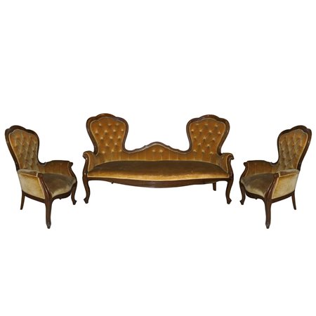 Divano e due poltrone, 19° secolo Louis Philippe