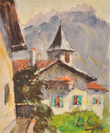 Josef Deng (Heideck 1887 - Kufstein 1974) Villaggio in Alto Adige;Tecnica...