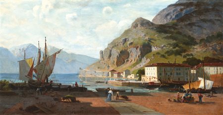 Maler des 19. Jh./Pittore del XIX sec. Il porto di Riva del Garda, 1890...