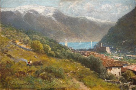 Giuseppe Garzolini (Triest/Trieste 1850 - 1938) Lago di Garda - Tenno e Monte...