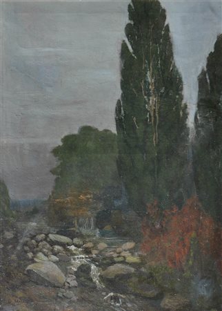 Eduard Kasparides (Krönau/Krenov 1858 - Bad Gleichenberg 1926) Paesaggio ad...