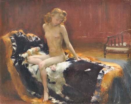 Rudolf Nissl (Fügen im Zillertal 1870 - München/Monaco 1955) Ragazza nuda,...