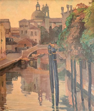Lina Rosso (Venedig/Venezia 1888 - 1975) Canale veneziano, 1923;Olio, 56 x 49...