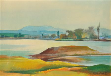 Karl Josef Gunsam (Wien/Vienna 1900 - 1972) Litorale, 1951;Tempera su carta,...