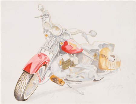 Peter Hiegelsperger Harley Davidson, 1996;Acquerello, 55 x 71 cm, in cornice...