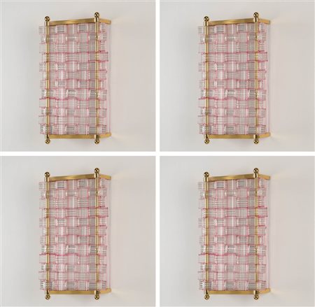 Flavio Poli Quattro applique Hotel Bristol Merano, 1953/54;Listelli lineari e...