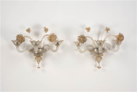 Seguso vetri d’arte 2 applique a tre luci Hotel Bristol Merano,...