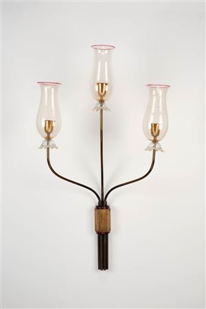 Seguso Vetri d’arte Murano Applique a tre luci Hotel Bristol Merano,...