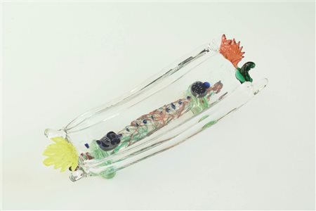 Tullio Serafini 2 portafrutta per Memphis;Vetro colorato Provenienza:...