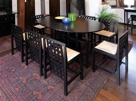 Charles Rennie Mackintosh Set di 6 sedie modello DS3 con tavolo; Legno e...