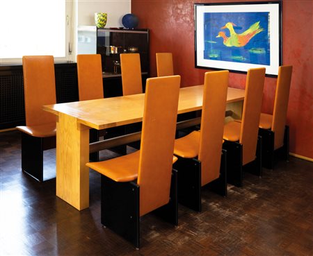 Kazuhide Takahama 8 sedie da pranzo modello "Kazuki";Con tavolo, legno...