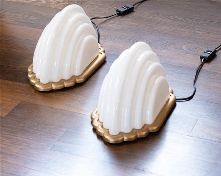 Kazuhide Takahama 2 Lampade da tavolo "Kumo";in ottone e metacrilato, base...