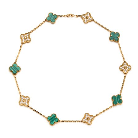 Van Cleef & Arpels  
Collana Van Cleef Alhambra in oro, diamanti e malachite 
 