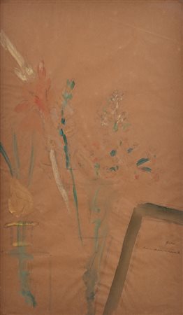 Filippo De Pisis Ferrara 1896-Milano 1956 Vaso con fiori Matita e acquarello...