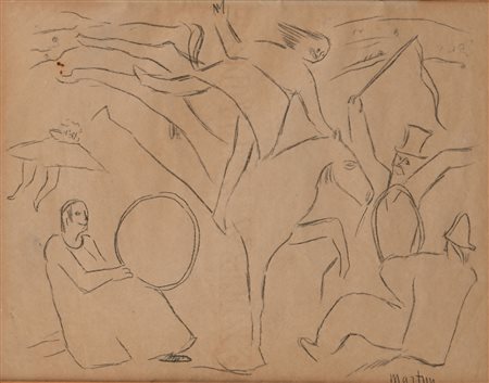 Arturo Martini Treviso 1889-Milano 1947 Il circo Matita su carta Firma in...
