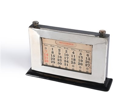 Calendario perpetuo in argento, Birmingham, Anni Trenta cm 13,5x21x5