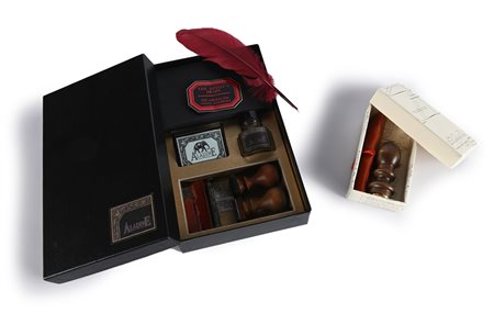 Servizio da scrittoio Aladine e sigillo con ceralacca Carlo Docupil, Venezia...