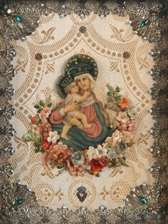Ceroplastica votiva, fine del XIX/inizi del XX secolo raffigurante Madonna...