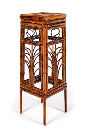 Trespolo portavaso in bambù piano quadrangolare in fibra di bambù intrecciata...