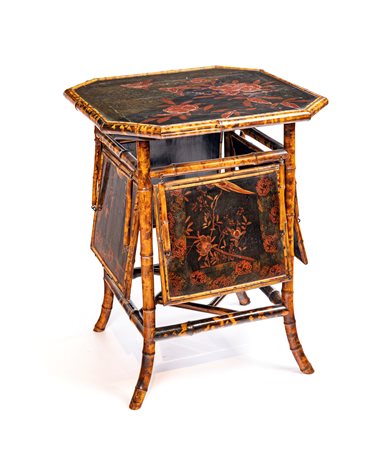 "Tea table" vittoriano in bambù e legno laccato, Regno Unito, fine del XIX...