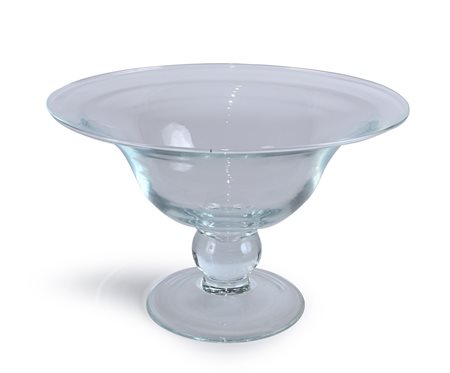 Alzata in vetro incolore basso sostegno a sfera su piede circolare cm 19,5x31