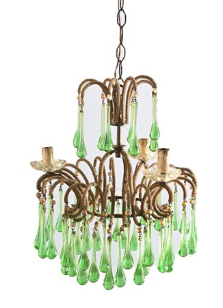 Piccolo lampadario a tre luci, fine XIX/inizi XX secolo con esile struttura...