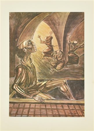 Giuseppe Migneco APPARIZIONE riproduzione fotolitografica, cm 47x32 firma e...