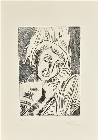 Mario Carletti BALLERINA acquaforte su carta, battuta cm 31x21, su foglio cm...