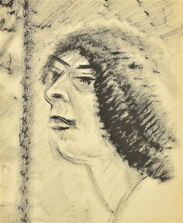 Enrico Allimandi VOLTO FEMMINILE pastelli su carta, cm 56x29 eseguito nel...