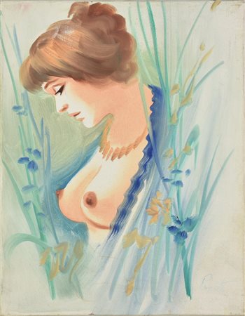 Ignoto NUDO FEMMINILE olio su tela, cm 40x30 firma