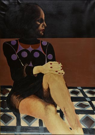 Ignoto SENZA TITOLO olio su tela, cm 100x70 firma