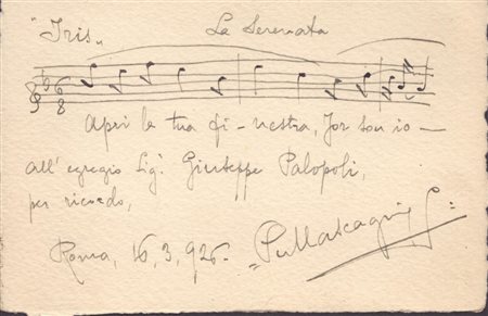  
Mascagni, Pietro (Livorno, 7 dicembre 1863 – Roma, 2 agosto 1945) 
 cm.14x9