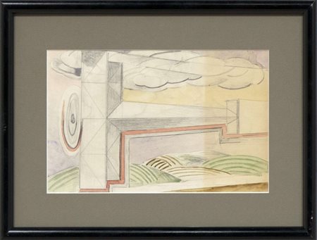 Giulio D’Anna, Senza titolo, 1930/1931, tecnica mista su carta, cm 16x24,9,...