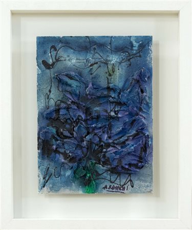 Andrea Raccagni, Senza titolo, 1958, olio materico su cartone, cm 33x24,...