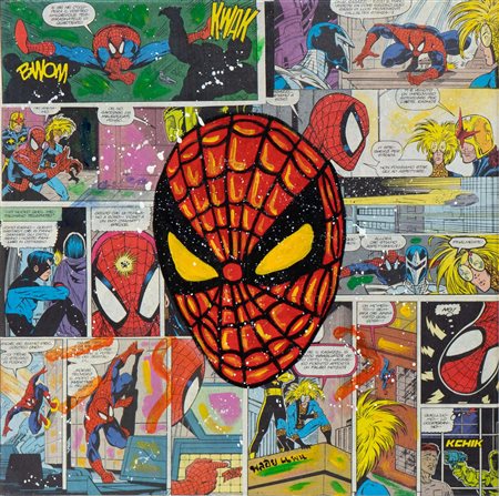 Boontuam Pornpairin, Senza Titolo, 2018, collage su tela, cm 30x30