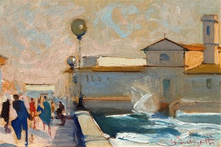 Dino Pelagatti (1932 - ) 
San Jacopo 
Olio su tavoletta 20 x 30 cm