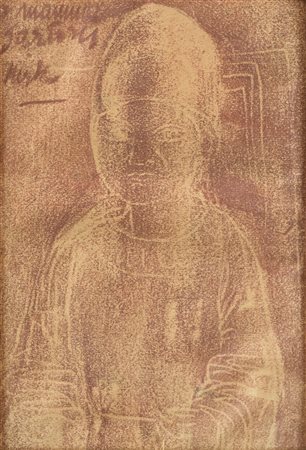 Mirko Basaldella (1910 - 1969) 
Figura femminile 
tecnica mista su carta 14,6 x 10,3 cm