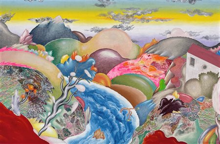 Luca Alinari (1943 - 2019) 
Senza titolo 
olio su tela applicata su tavola 79 x 118,5 cm