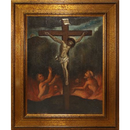 Gesù Cristo in croce con le anime purganti alla basa, 18° Secolo painter