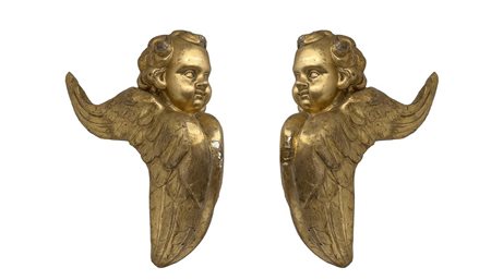 Coppia di angeli alati , late 18° Secolo
