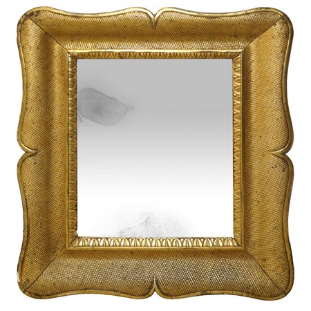 Specchiera con cornice in legno dorato a vassoio