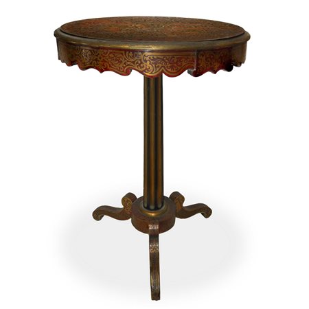 Tavolino rotondo boulle con piede a tre razze, 19° Secolo