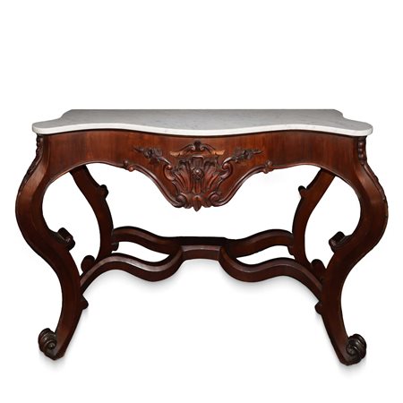 Console in marmo bianco al piano, in stile Luigi Filippo, Early 20° Secolo