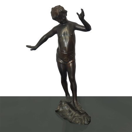 Bimbo in equilibrio in metallo bronzato, 20° Secolo
