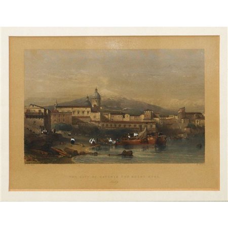Porto di Catania e monte Etna, London 1843
