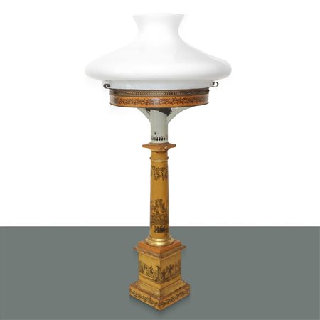 Lampada da tavolo Impero in legno dorato, 19° Secolo