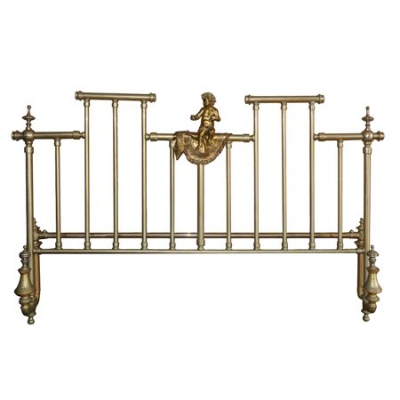 Letto in ottone, con testata e pediera