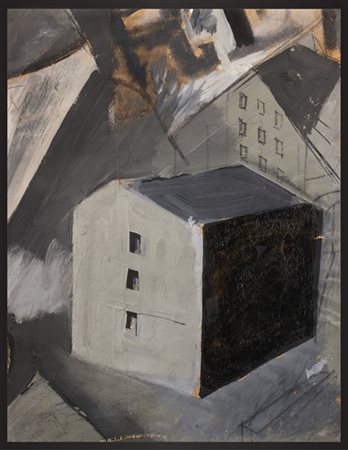 Mario Sironi "Paesaggio urbano" 1915 circa
tempera e matita grassa su carta
cm 2