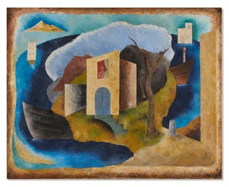Renato Paresce "Paesaggio marino" 1932
olio su tela
cm 80,5x100
Firmato e datato